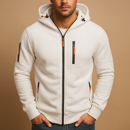 Warme Heren Hoodie met Rits en Zakken Fleecevoering en Stretch