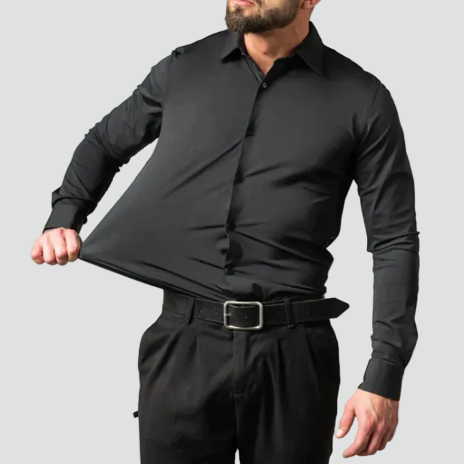 Heren Stretch Overhemd Met Lange Mouwen En Slim Fit