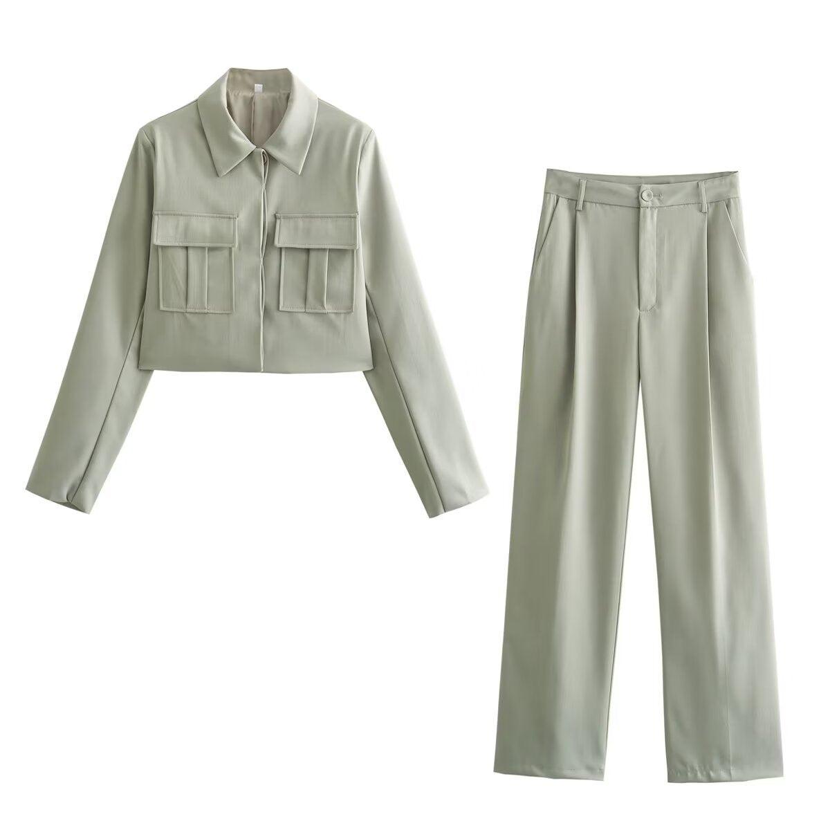 Cecilia - Tweedelige Set in Neutrale Tint met Jasje en Pantalon voor Dames