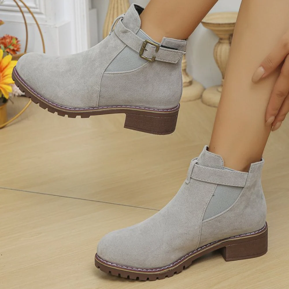 Chelsea Enkellaarsjes Suede Look met Gesp en Gripzool voor Dames