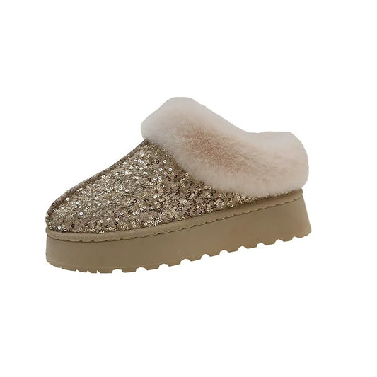 Warme Glitter Pantoffels met Dikke Zool voor Vrouwen