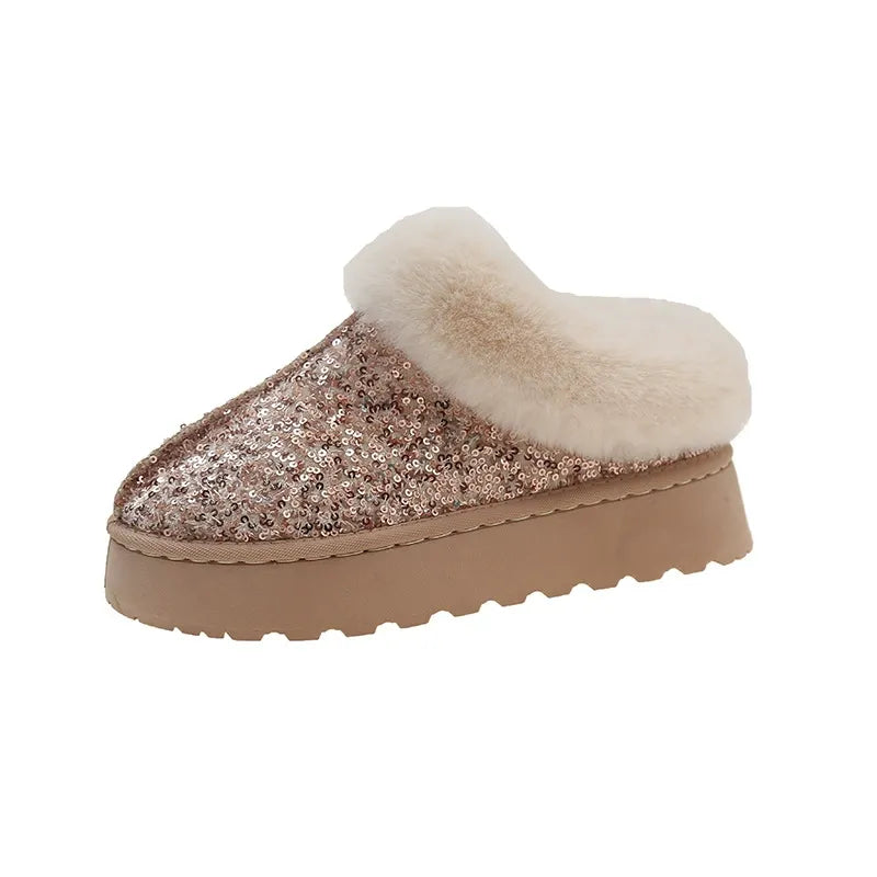 Warme Glitter Pantoffels met Dikke Zool voor Vrouwen
