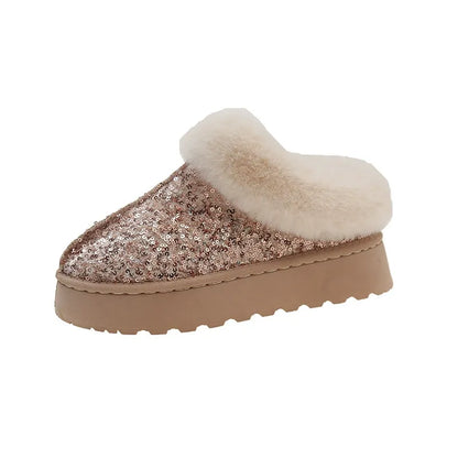 Warme Glitter Pantoffels met Dikke Zool voor Vrouwen