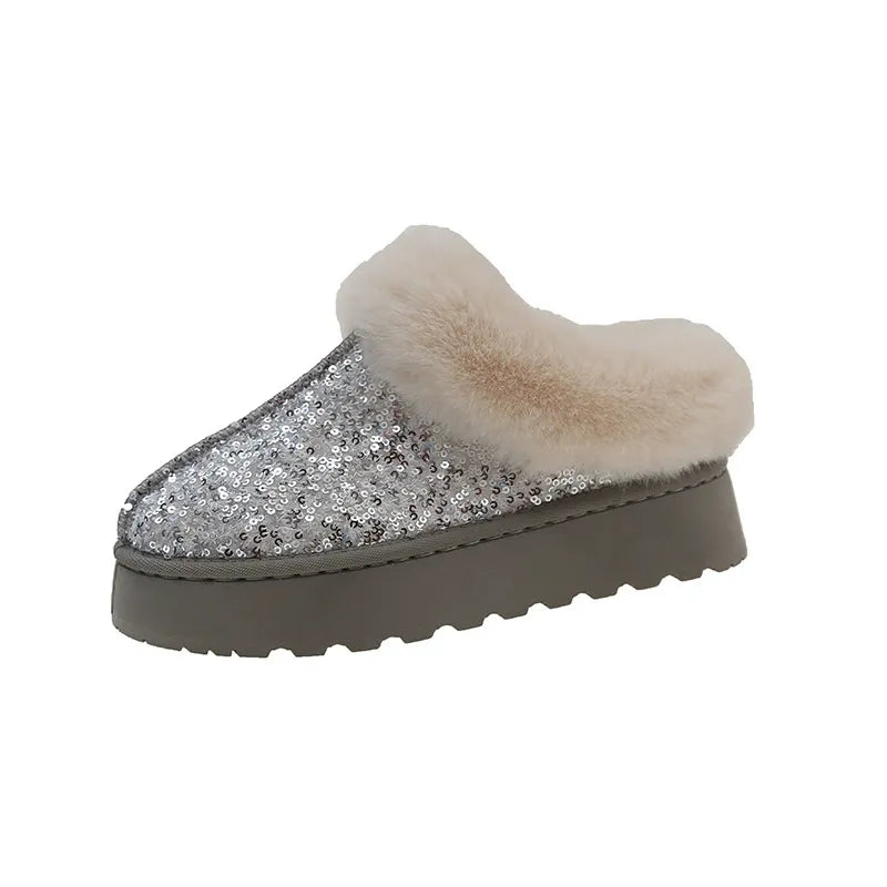 Warme Glitter Pantoffels met Dikke Zool voor Vrouwen