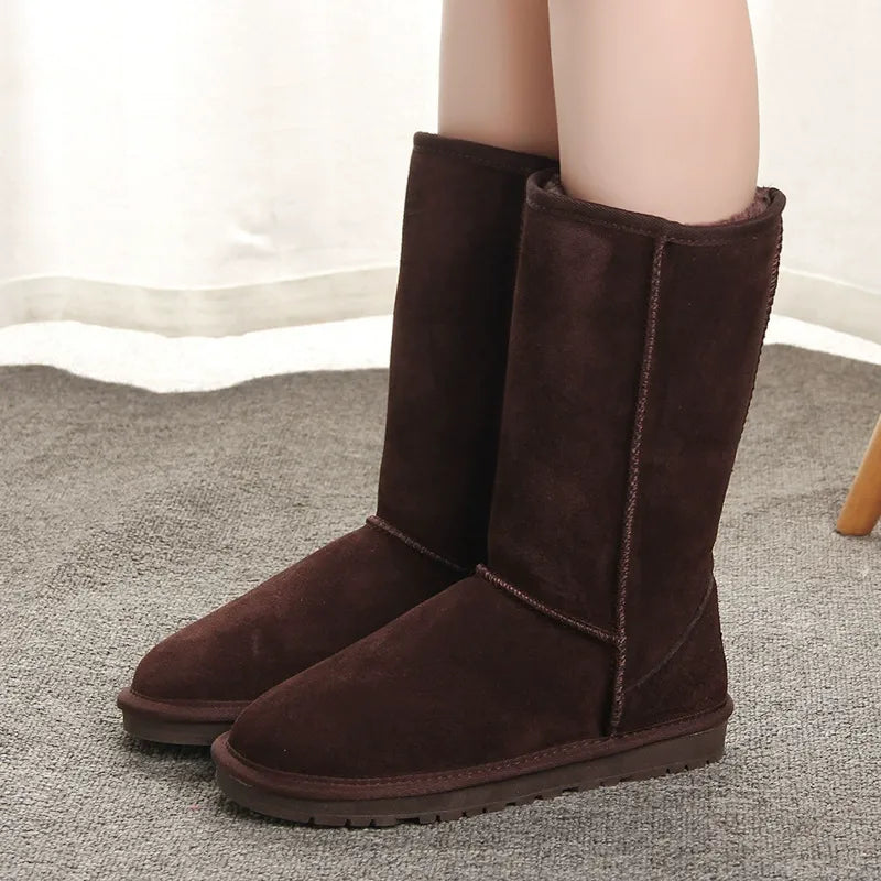 Kniehoge Laarzen voor Dames Warm Gevoerd Platte Zool Winter