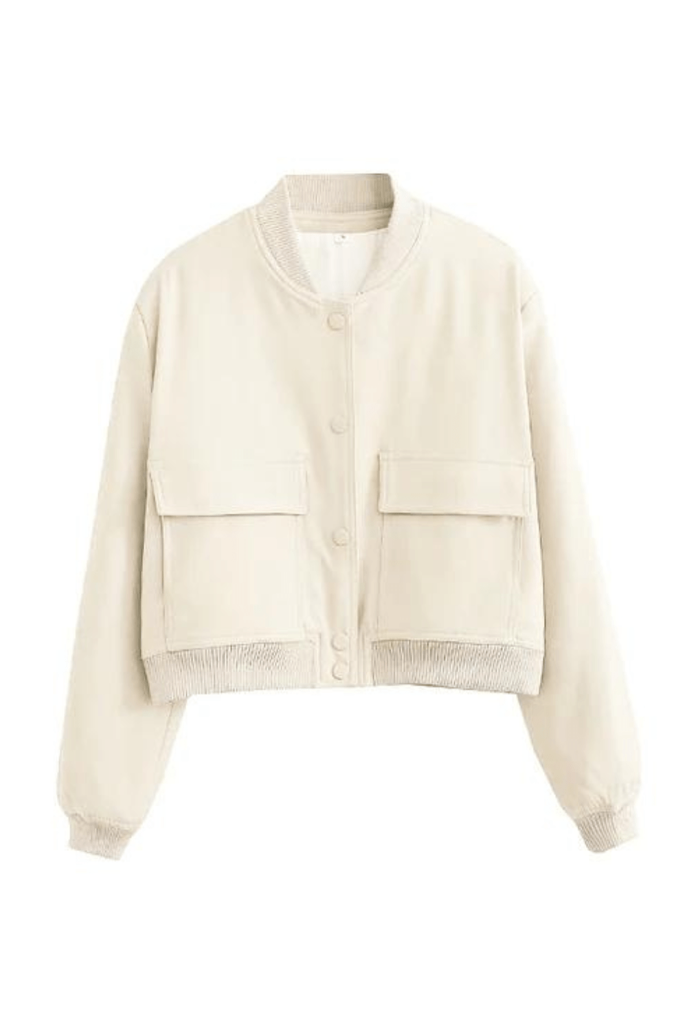 Dames Cropped Bomberjack Met Knoopsluiting en Flapzakken