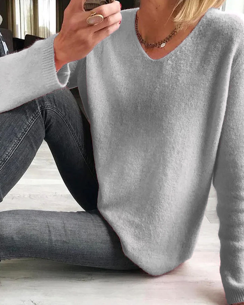 Effen Comfortabele Sweater Vrouwen Longsleeve