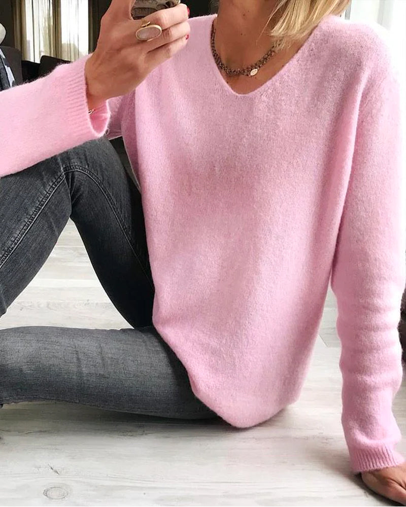 Effen Comfortabele Sweater Vrouwen Longsleeve