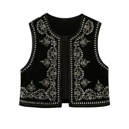 Eloise - Geborduurd Fluwelen Gilet voor Dames