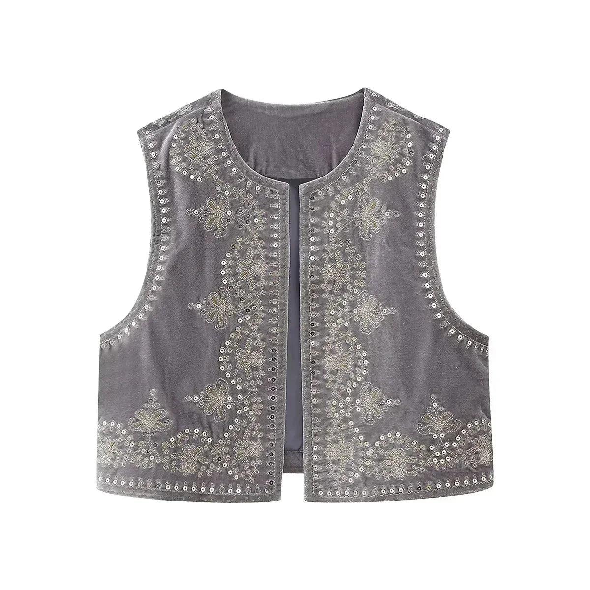 Eloise - Geborduurd Fluwelen Gilet voor Dames