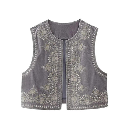 Eloise - Geborduurd Fluwelen Gilet voor Dames
