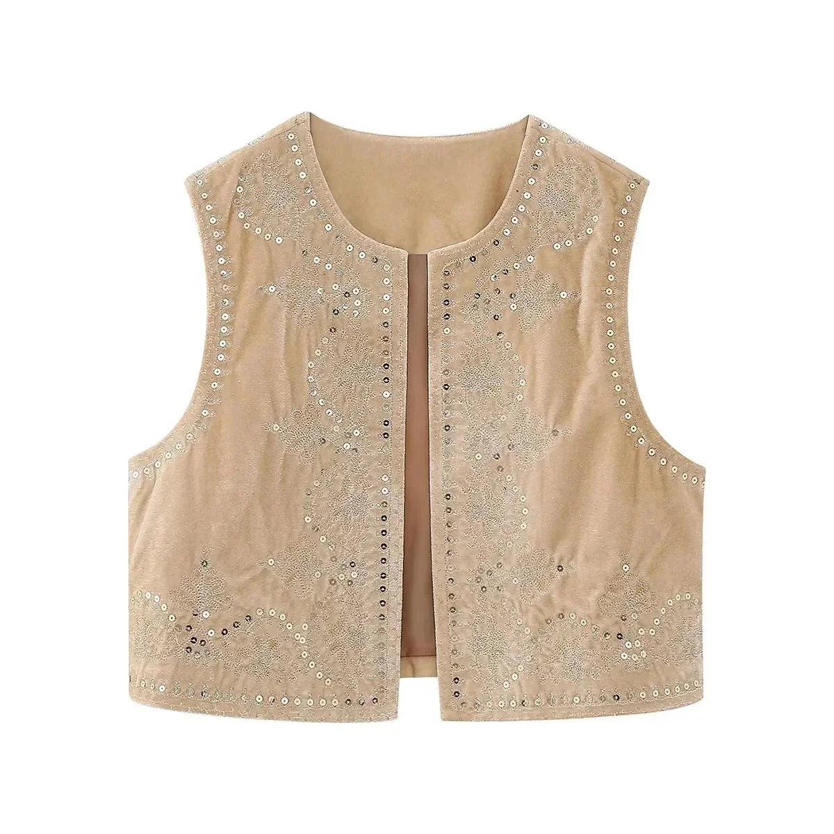 Eloise - Geborduurd Fluwelen Gilet voor Dames