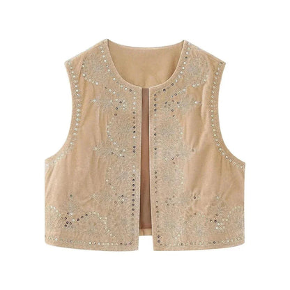Eloise - Geborduurd Fluwelen Gilet voor Dames