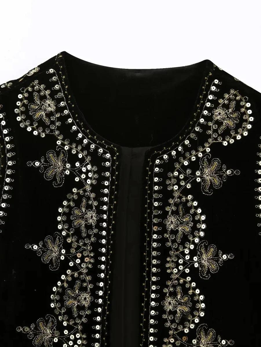 Eloise - Geborduurd Fluwelen Gilet voor Dames