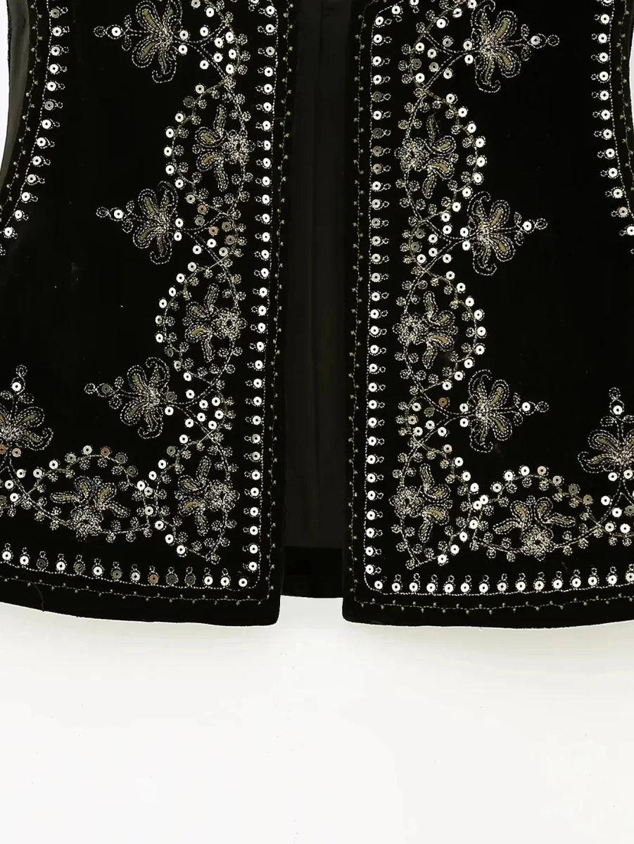 Eloise - Geborduurd Fluwelen Gilet voor Dames