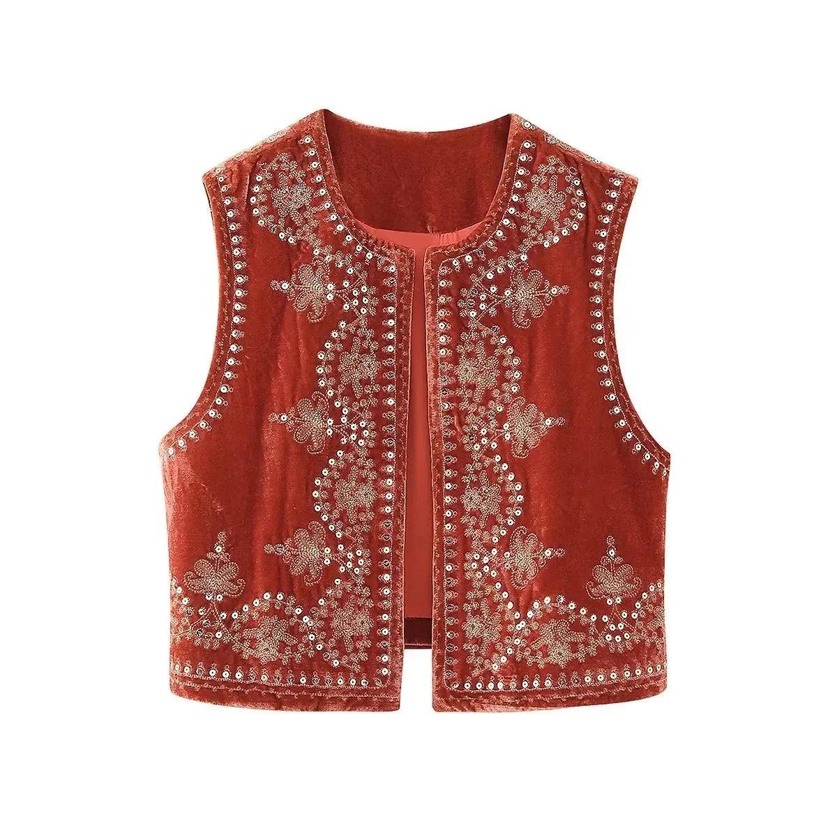 Eloise - Geborduurd Fluwelen Gilet voor Dames