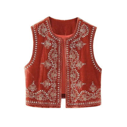 Eloise - Geborduurd Fluwelen Gilet voor Dames