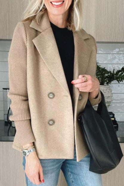Zephina - Chic dubbel geruit colbert met gebreide mouwen voor dames