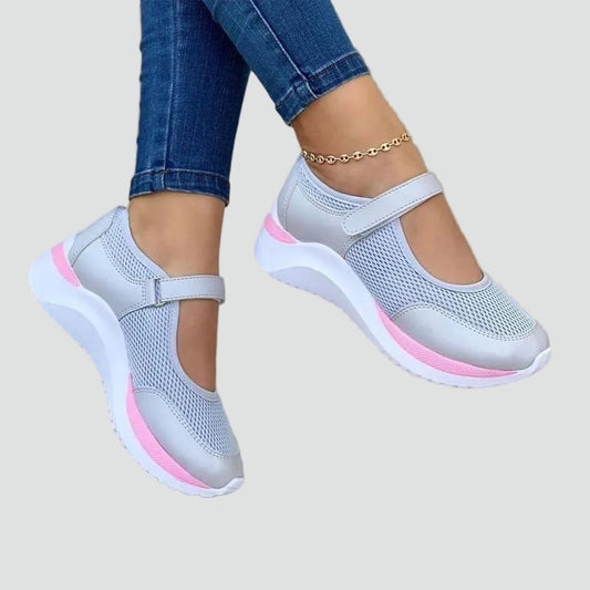 Ademende Dames Sneakers Met Klittenbandsluiting En Mesh