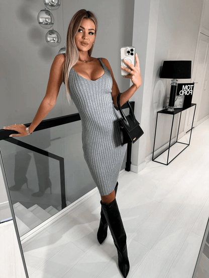 Gebreide Dames Set met Trui en Midi Rok