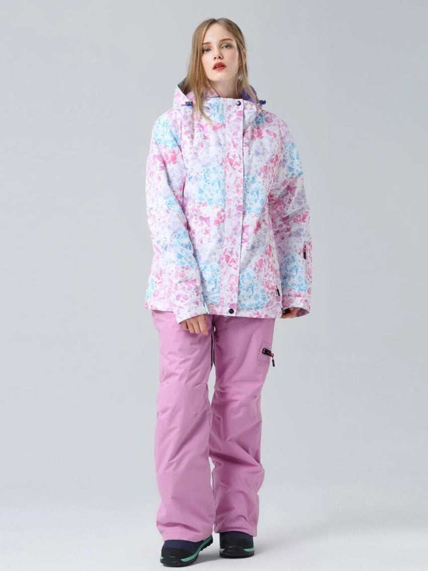 Sportieve Roze Dames Ski Jas Met Capuchon En Praktische Zakken