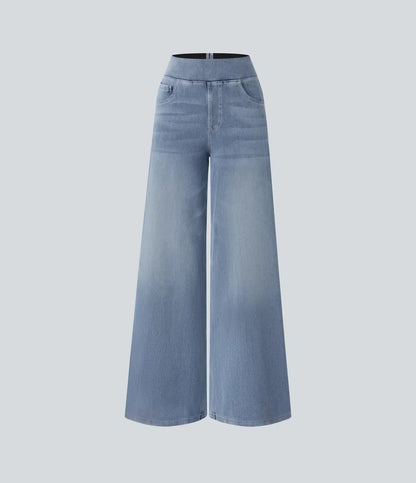 Norella - Wijde broek met high waist en elastische taille voor dames