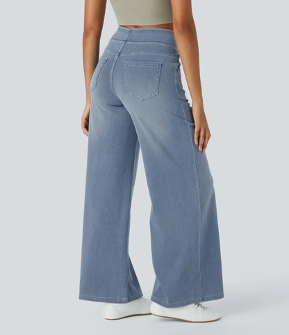 Norella - Wijde broek met high waist en elastische taille voor dames