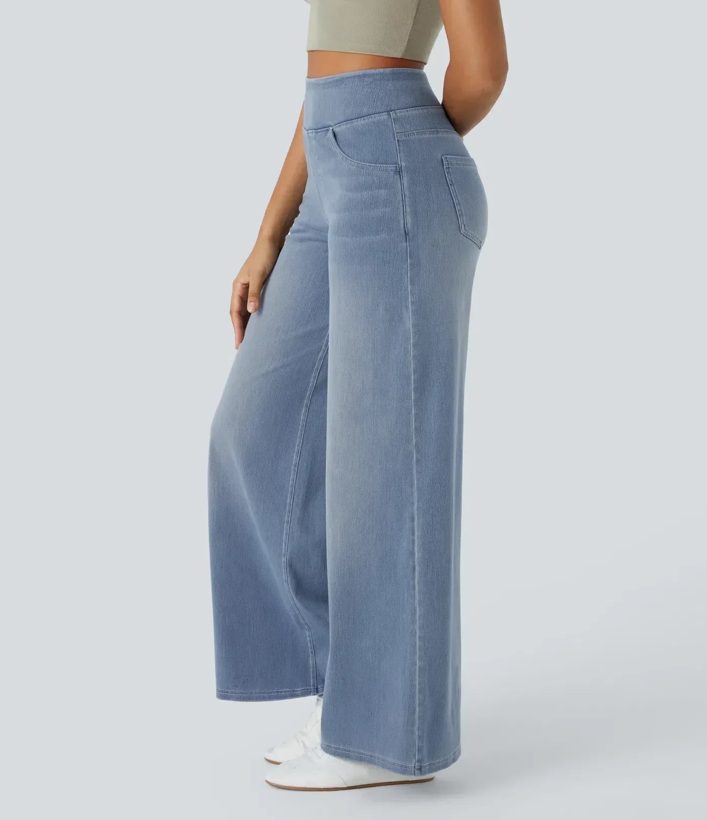 Norella - Wijde broek met high waist en elastische taille voor dames