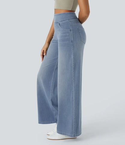 Norella - Wijde broek met high waist en elastische taille voor dames
