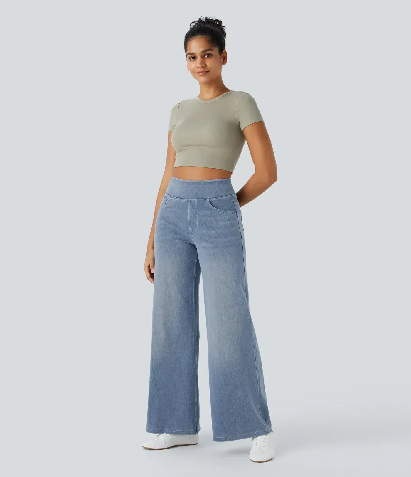 Norella - Wijde broek met high waist en elastische taille voor dames