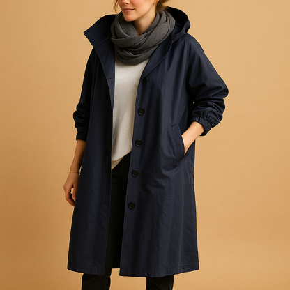 Dames Lange Waterdichte Regenjas Met Capuchon