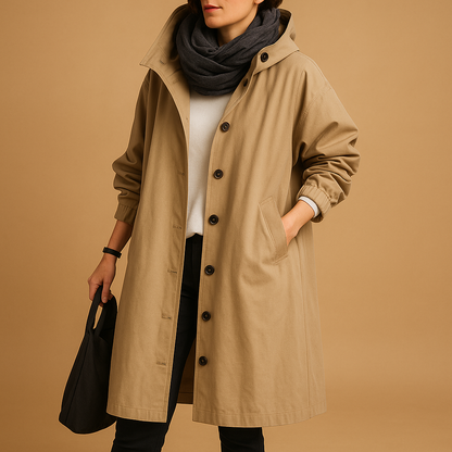 Dames Lange Waterdichte Regenjas Met Capuchon
