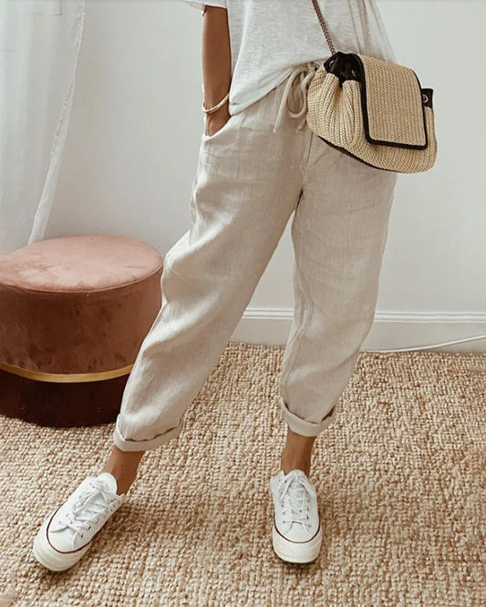 Casual Dames Zomer Broek met Elastische Tailleband