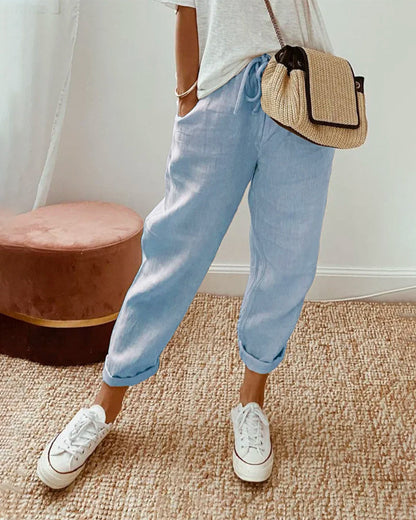 Casual Dames Zomer Broek met Elastische Tailleband