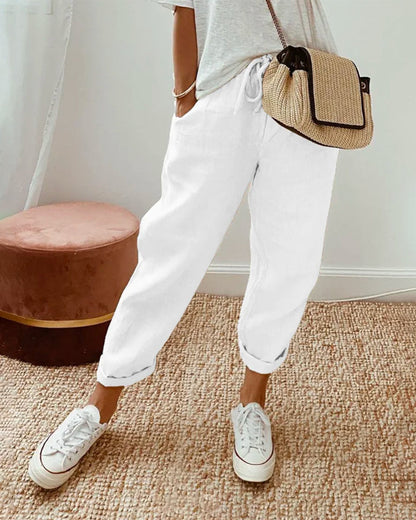 Casual Dames Zomer Broek met Elastische Tailleband