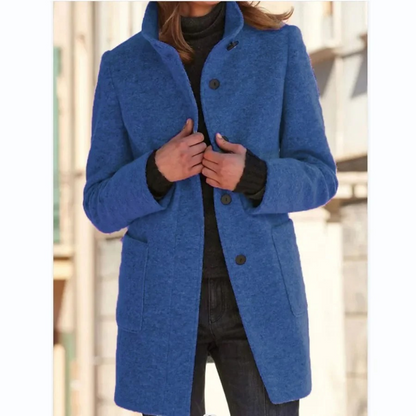 Winddichte Winterjas Vrouwen Elegant Opstaande Kraag