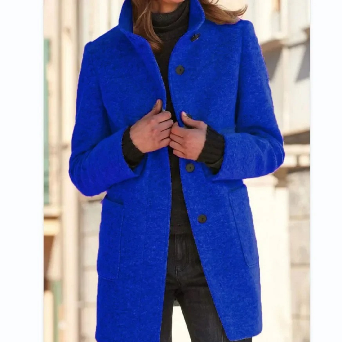 Winddichte Winterjas Vrouwen Elegant Opstaande Kraag