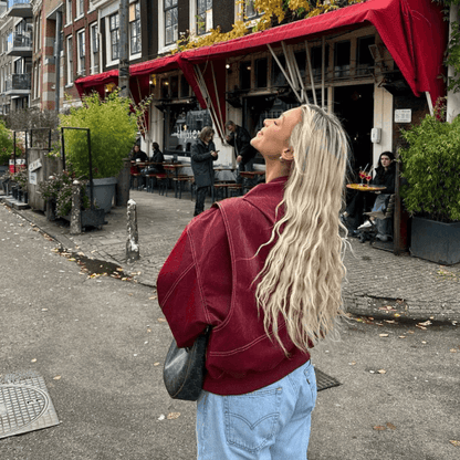 Leren Oversized Dames Bomberjack Met Rits