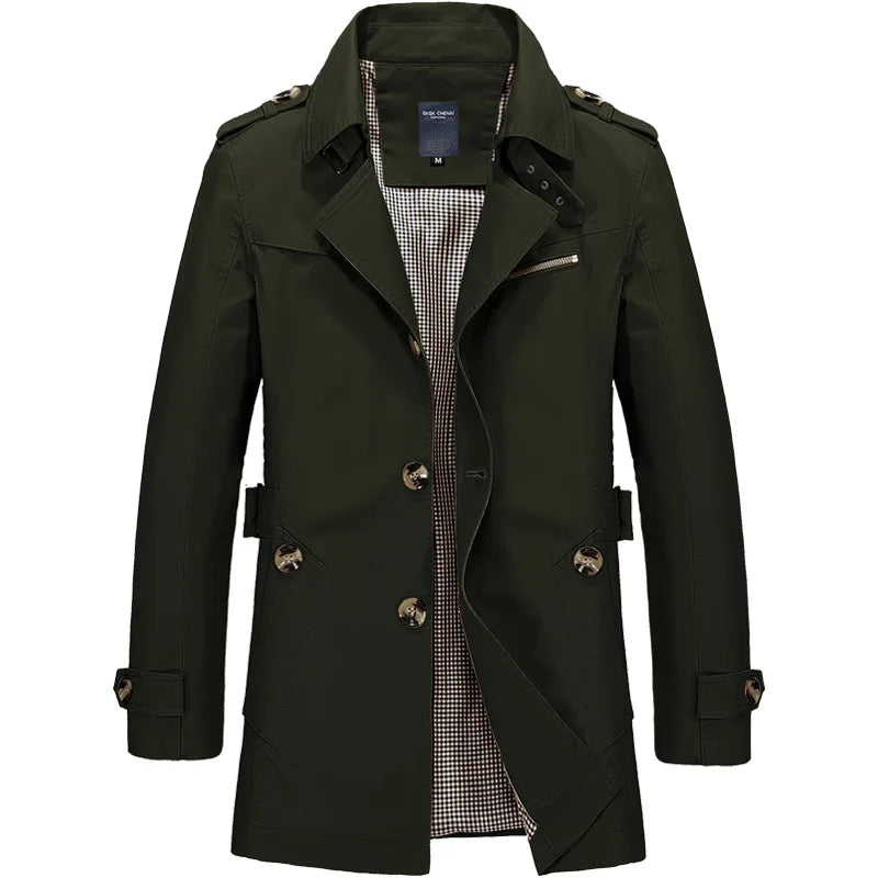 Casual Heren Trenchcoat Lichtgewicht Waterdichte met Knoopsluiting en Zakken