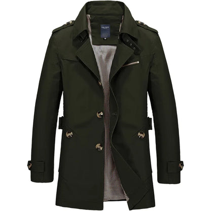 Casual Heren Trenchcoat Lichtgewicht Waterdichte met Knoopsluiting en Zakken