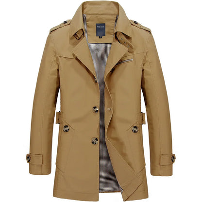 Casual Heren Trenchcoat Lichtgewicht Waterdichte met Knoopsluiting en Zakken