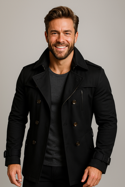 Casual Heren Trenchcoat Lichtgewicht Waterdichte met Knoopsluiting en Zakken