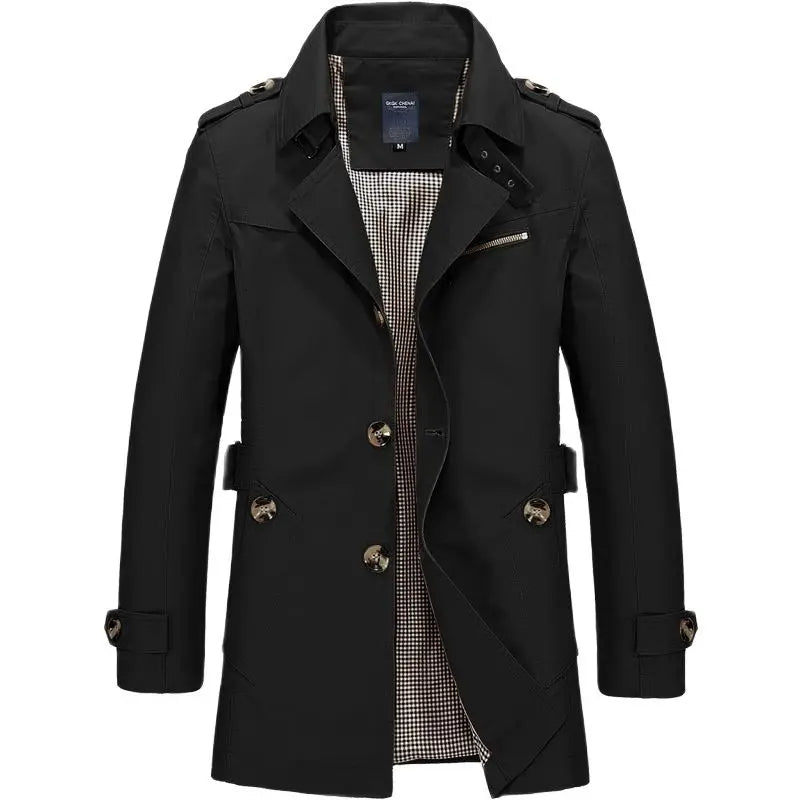 Casual Heren Trenchcoat Lichtgewicht Waterdichte met Knoopsluiting en Zakken