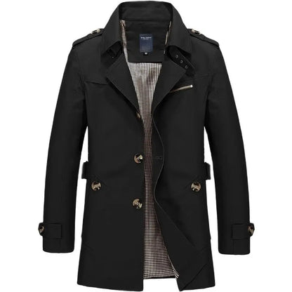 Casual Heren Trenchcoat Lichtgewicht Waterdichte met Knoopsluiting en Zakken