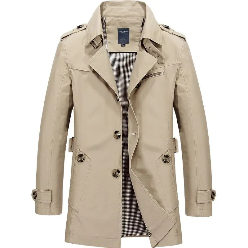 Casual Heren Trenchcoat Lichtgewicht Waterdichte met Knoopsluiting en Zakken
