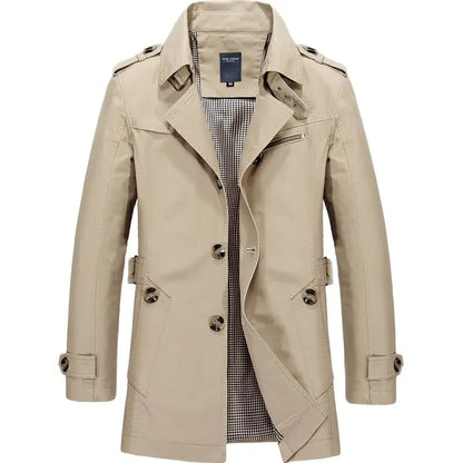 Casual Heren Trenchcoat Lichtgewicht Waterdichte met Knoopsluiting en Zakken