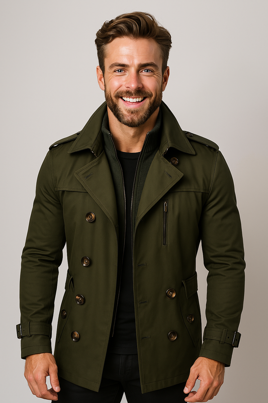 Casual Heren Trenchcoat Lichtgewicht Waterdichte met Knoopsluiting en Zakken