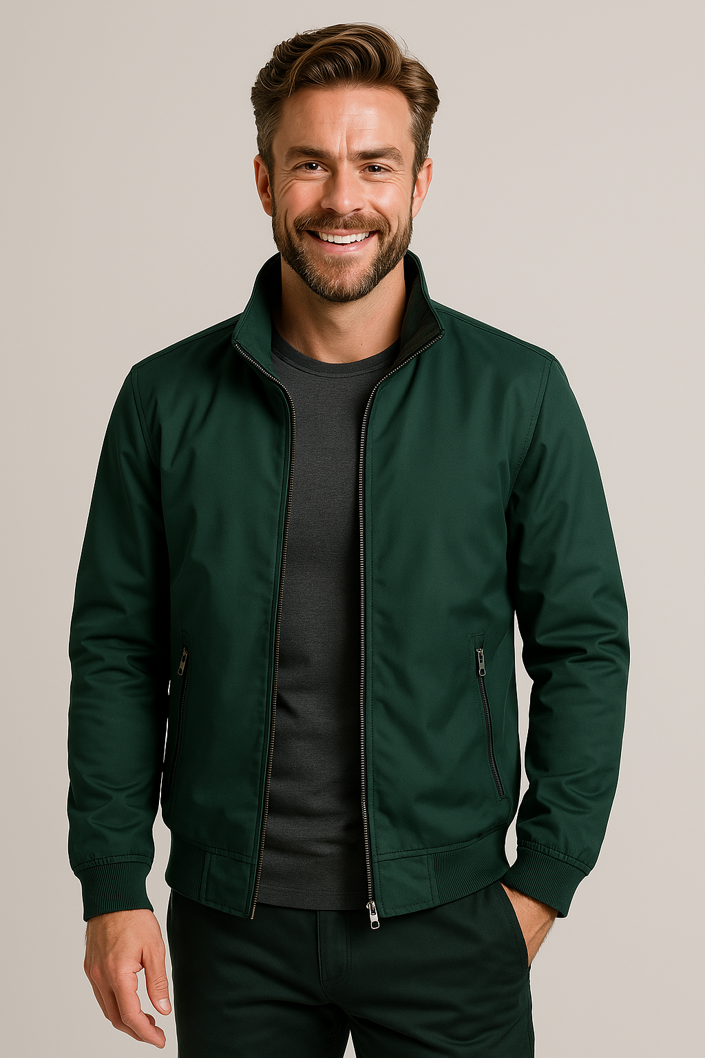 Lichtgewicht Waterdichte Heren Windbreaker met Rits en Zakken