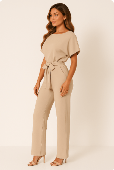 Elegante Jumpsuit Met Ceintuur Voor Dames