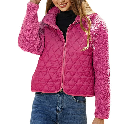 Winter Teddy Jas met Gestikte Voorkant en Ritssluiting voor Vrouwen